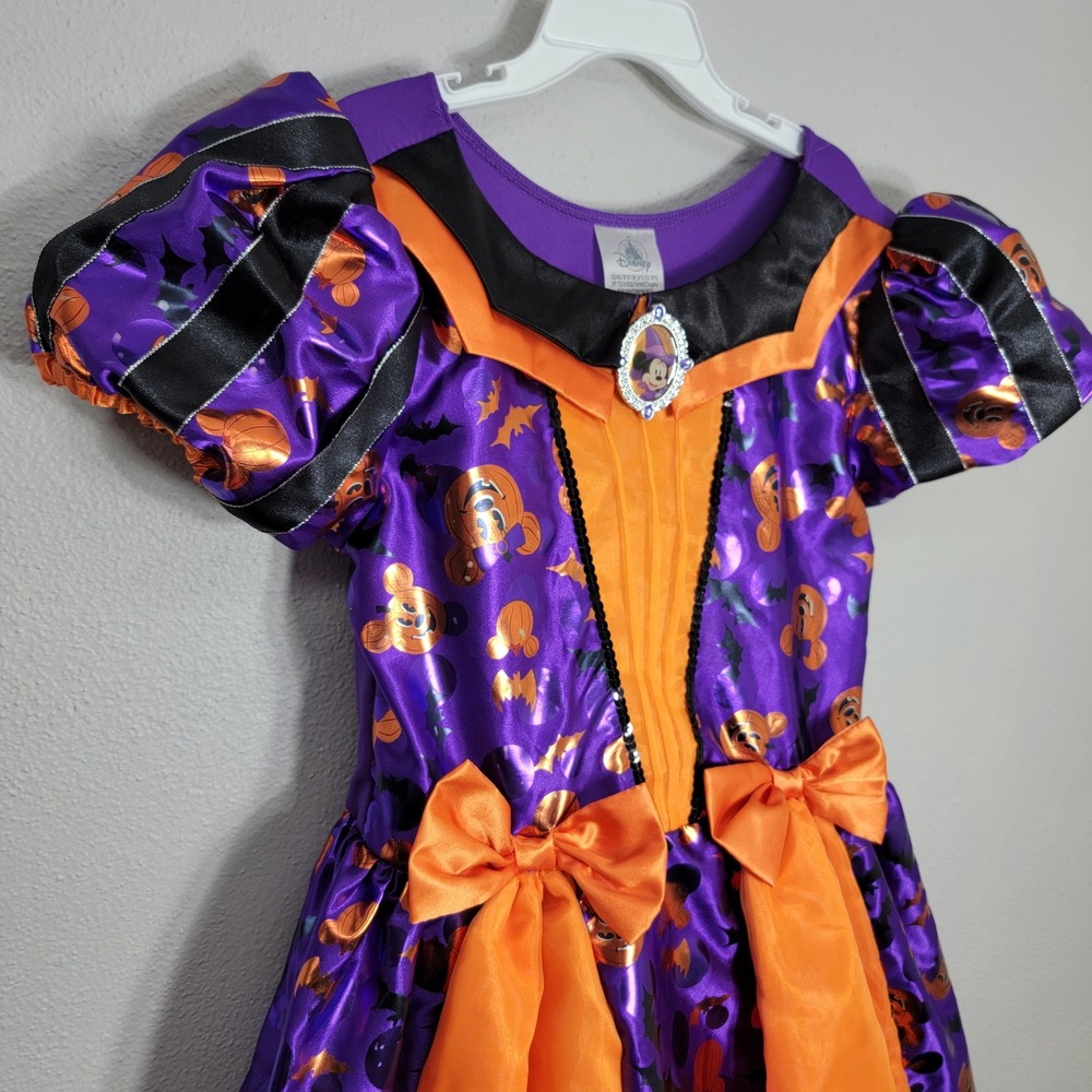 Disney Minnie Mouse Halloween Witch Costume‎ Dress Purple Orange Girls Size 9/10 - Picture 3 of 9